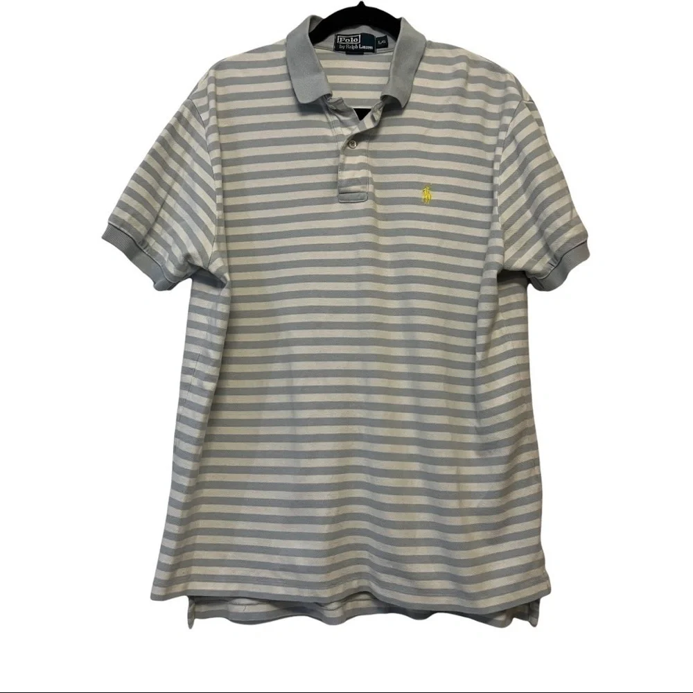 Polo Ralph Lauren Light Blue & White Striped Polo Shirt